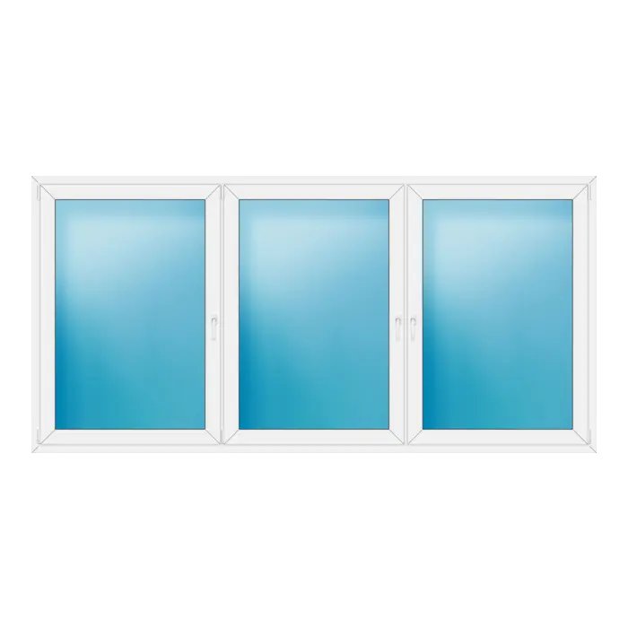 Dreiflügeliges Kunststofffenster 306x150 cm Weiß