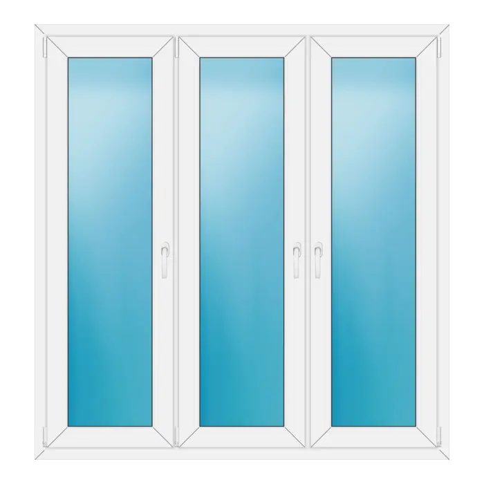 Dreiflügeliges Kunststofffenster 160x168 cm Weiß