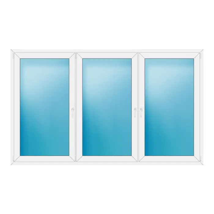Dreiflügeliges Kunststofffenster 266x160 cm Weiß
