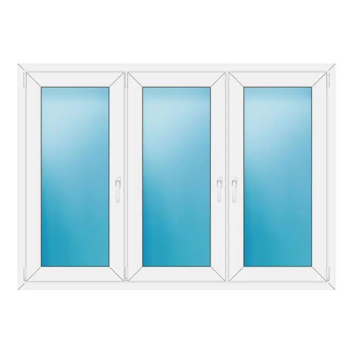 Dreiflügeliges Kunststofffenster 174x124 cm Weiß
