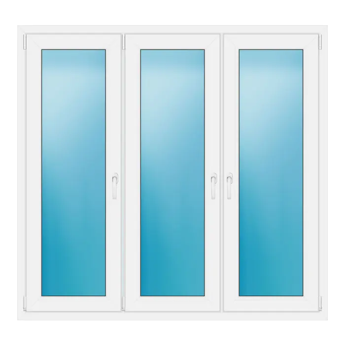 Dreiflügeliges Kunststofffenster 164x156 cm Weiß