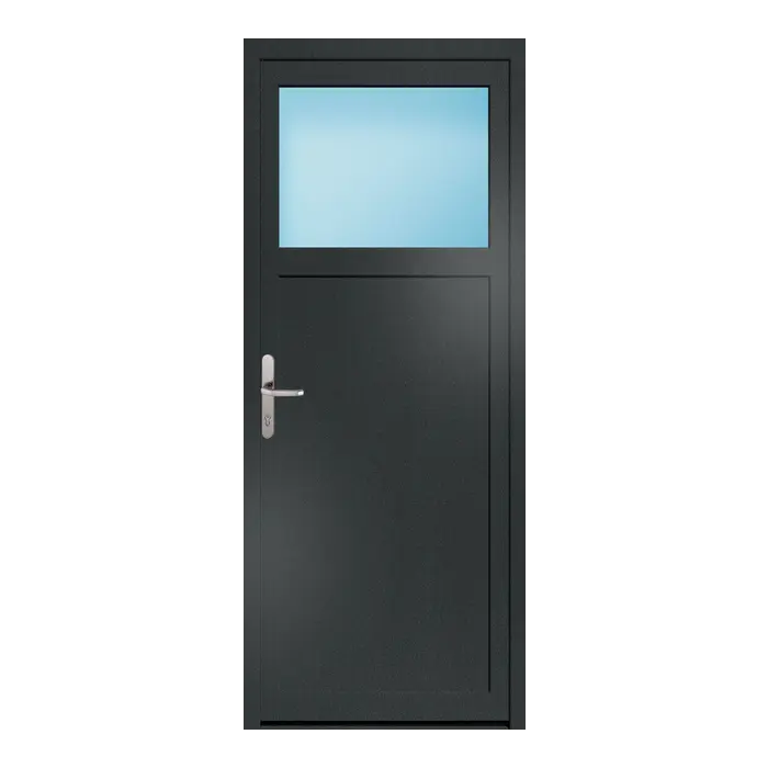 Nebeneingangstür 80x196 cm 1/3 Glas Anthrazit genarbt