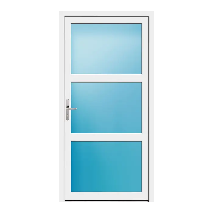 Nebeneingangstür 105x212 cm 3-teilig Glas Weiß