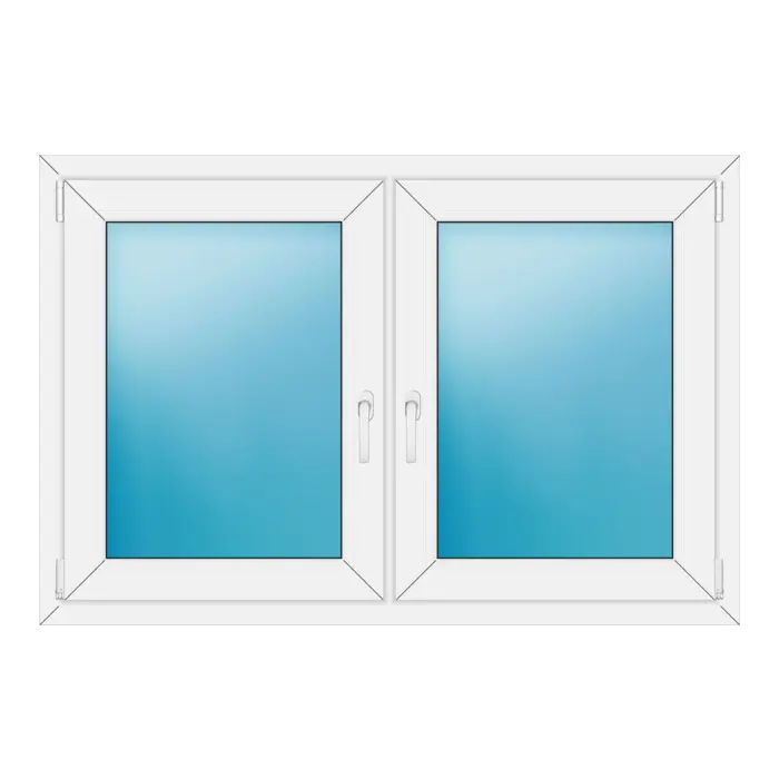 Zweiflügeliges Kunststofffenster 134x90 cm Weiß