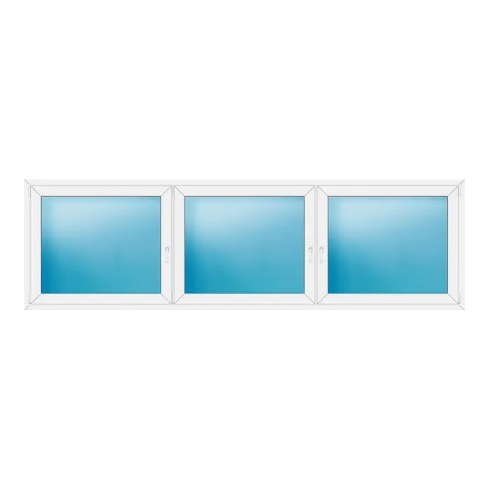 Dreiflügeliges Kunststofffenster 338x100 cm Weiß