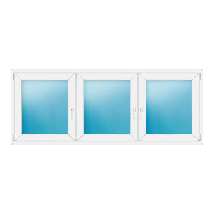 Dreiflügeliges Kunststofffenster 224x88 cm Weiß