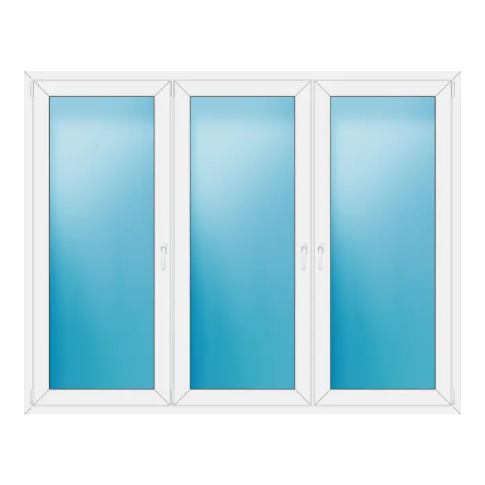 Dreiflügeliges Kunststofffenster 224x176 cm Weiß