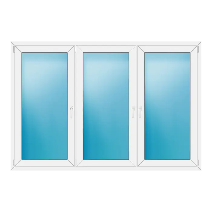 Dreiflügeliges Kunststofffenster 222x150 cm Weiß