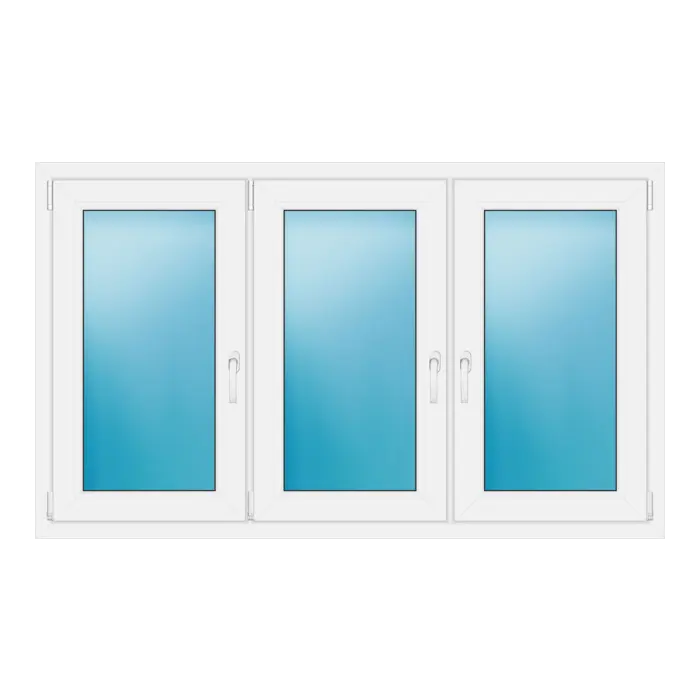 Dreiflügeliges Kunststofffenster 168x100,5 cm Weiß