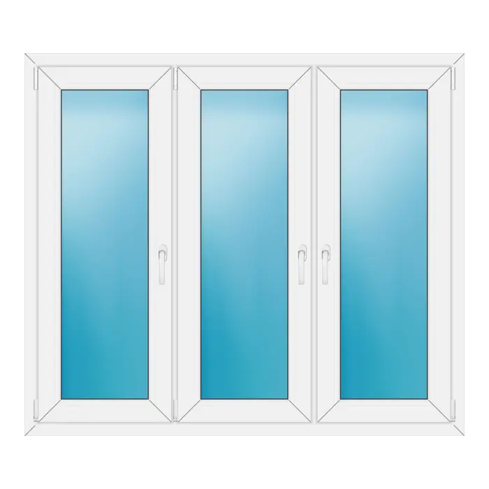 Dreiflügeliges Kunststofffenster 154x134 cm Weiß
