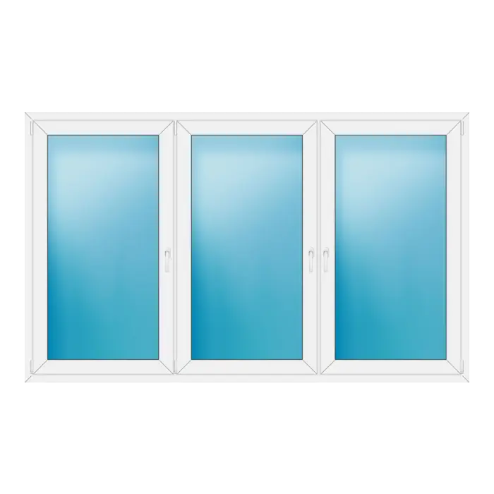 Dreiflügeliges Kunststofffenster 250x152 cm Weiß