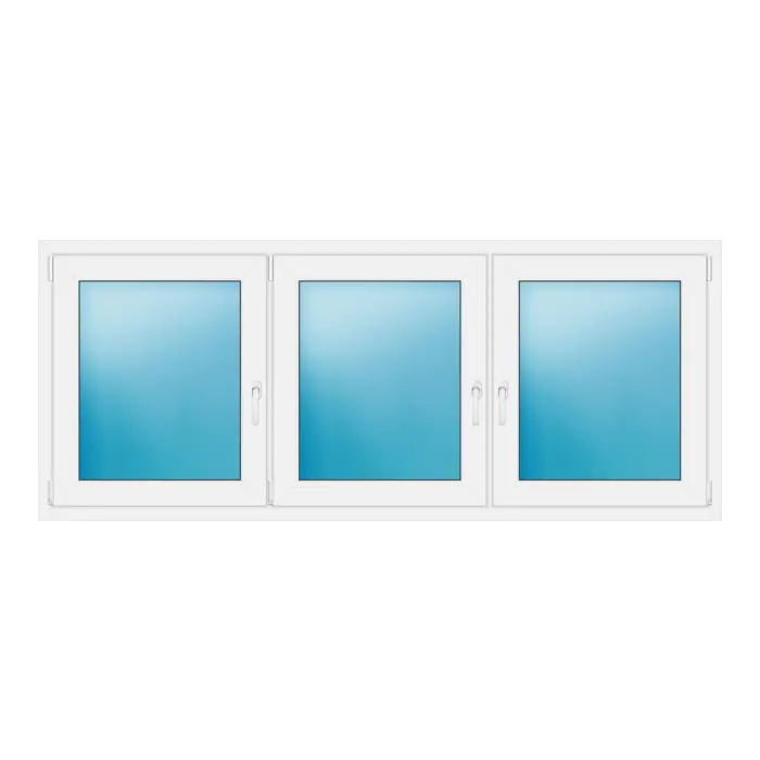Dreiflügeliges Kunststofffenster 214x88 cm Weiß
