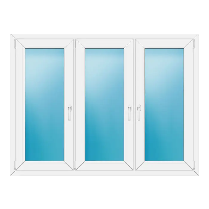 Dreiflügeliges Kunststofffenster 166x125 cm Weiß