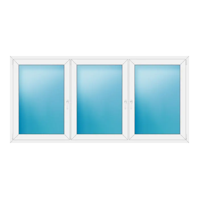 Dreiflügeliges Kunststofffenster 260x126 cm Weiß