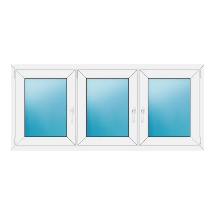 Dreiflügeliges Kunststofffenster 180x80 cm Weiß