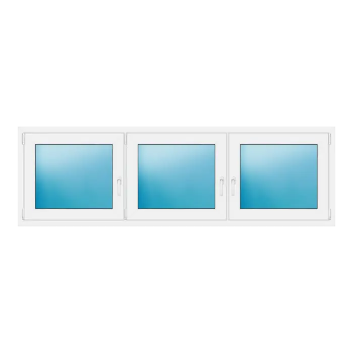 Dreiflügeliges Kunststofffenster 230x72 cm Weiß