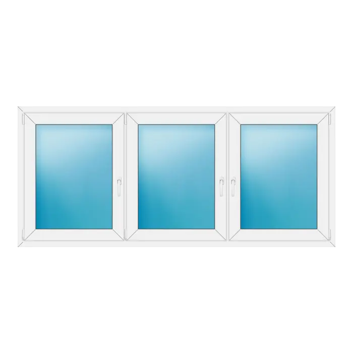 Dreiflügeliges Kunststofffenster 226x100 cm Weiß