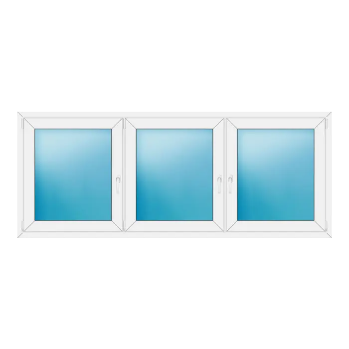 Dreiflügeliges Kunststofffenster 234x94 cm Weiß