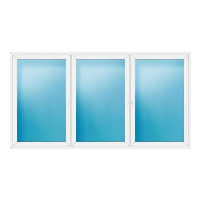 Dreiflügeliges Kunststofffenster 334x178 cm Weiß