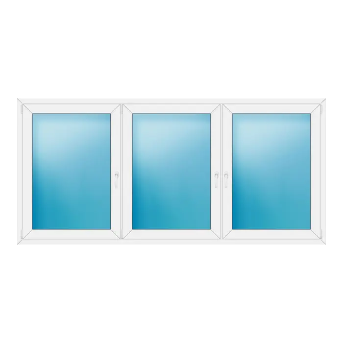 Dreiflügeliges Kunststofffenster 262x124 cm Weiß