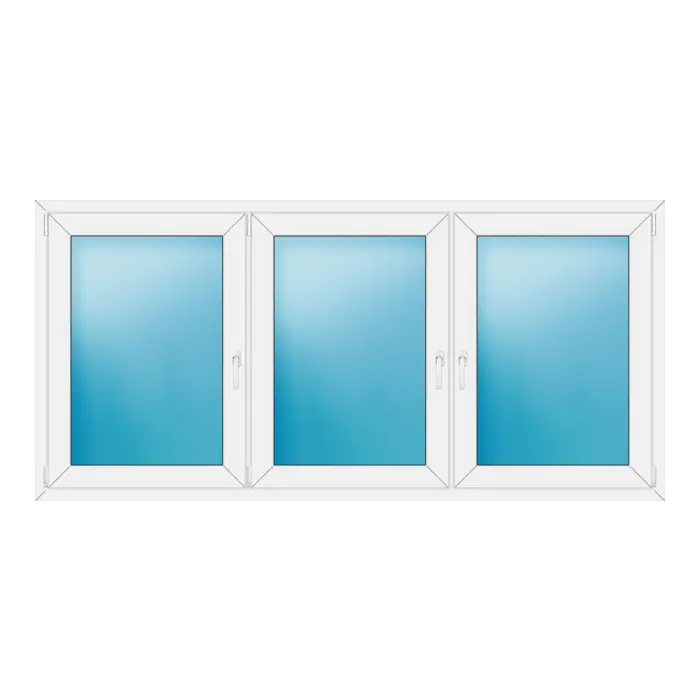 Dreiflügeliges Kunststofffenster 226x108 cm Weiß