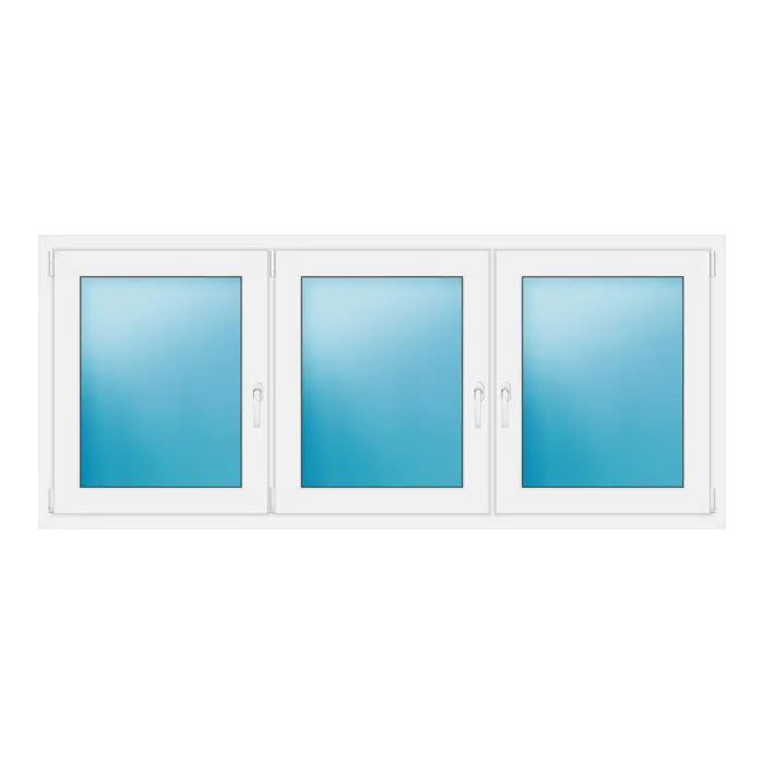 Dreiflügeliges Kunststofffenster 210x90 cm Weiß