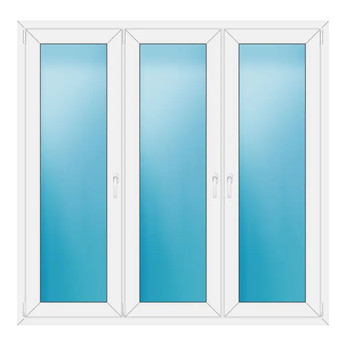 Dreiflügeliges Kunststofffenster 174x170 cm Weiß