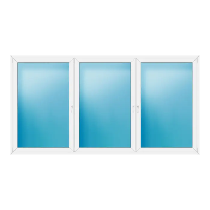 Dreiflügeliges Kunststofffenster 344x180 cm Weiß