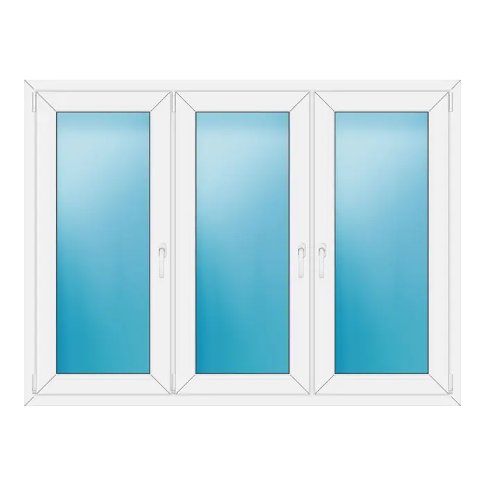Dreiflügeliges Kunststofffenster 174x130 cm Weiß