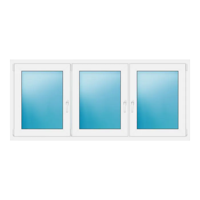 Dreiflügeliges Kunststofffenster 200x90 cm Weiß