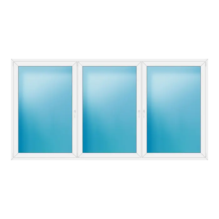 Dreiflügeliges Kunststofffenster 342x176 cm Weiß