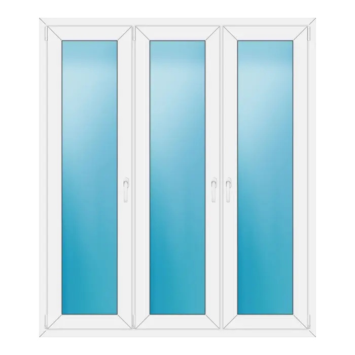 Dreiflügeliges Kunststofffenster 156x180 cm Weiß