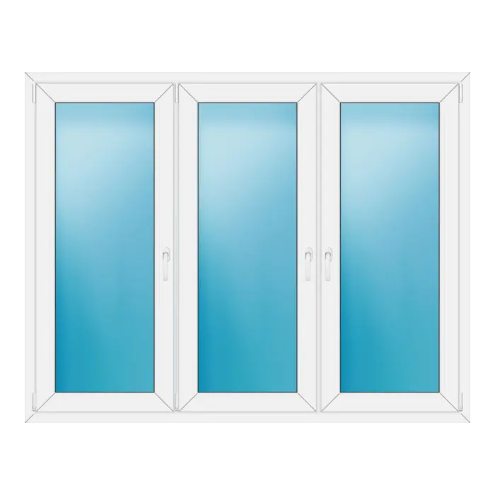 Dreiflügeliges Kunststofffenster 188x148 cm Weiß
