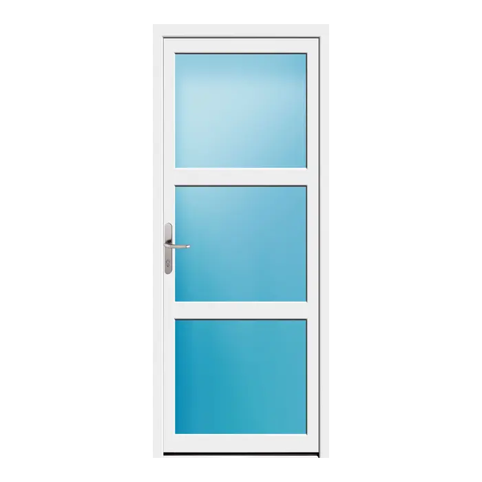 Nebeneingangstür 82x202 cm 3-teilig Glas Weiß