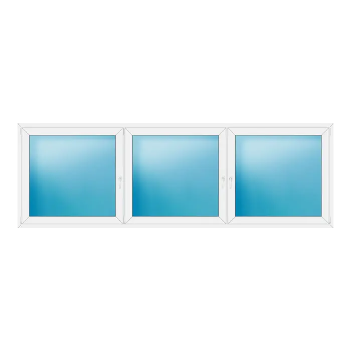 Dreiflügeliges Kunststofffenster 344x114 cm Weiß