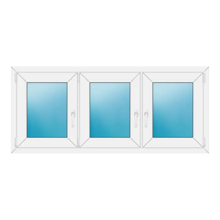 Dreiflügeliges Kunststofffenster 160x70 cm Weiß