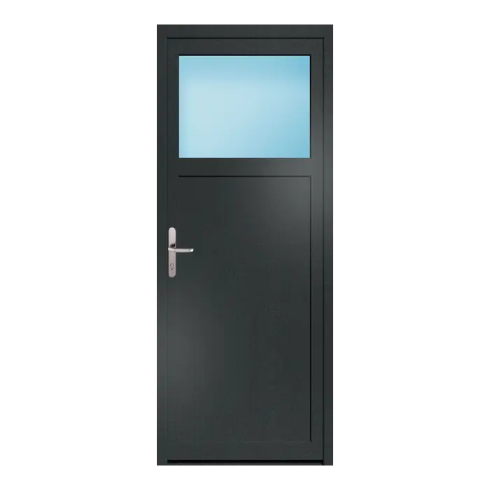 Nebeneingangstür 84x210 cm 1/3 Glas Anthrazit genarbt