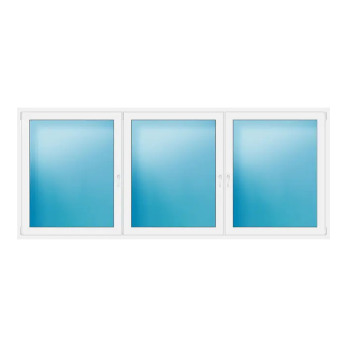 Dreiflügeliges Kunststofffenster 326x137,5 cm Weiß
