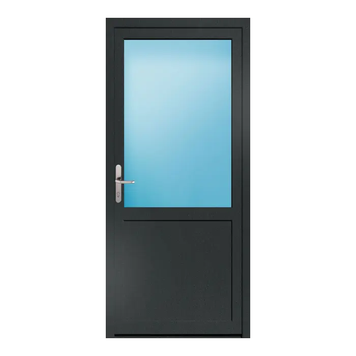 Nebeneingangstür 90x200 cm 2/3 Glas Anthrazit genarbt