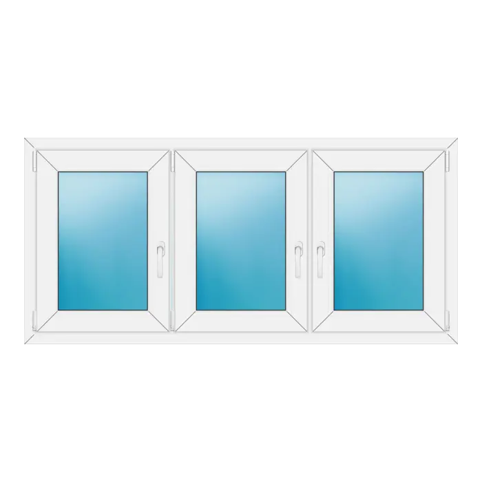 Dreiflügeliges Kunststofffenster 164x78 cm Weiß