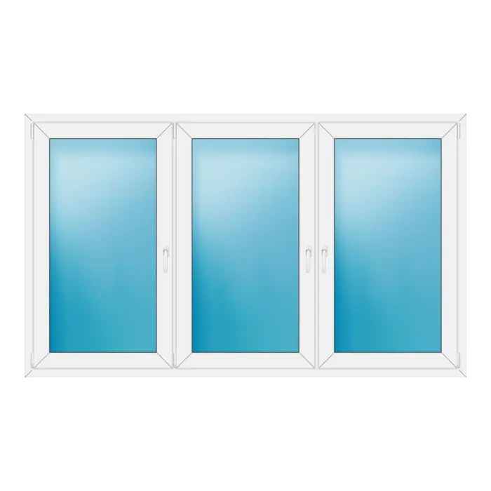 Dreiflügeliges Kunststofffenster 228x136 cm Weiß