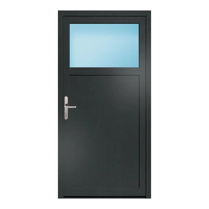 Nebeneingangstür 95x192 cm 1/3 Glas Anthrazit genarbt