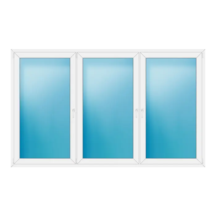 Dreiflügeliges Kunststofffenster 280x170 cm Weiß