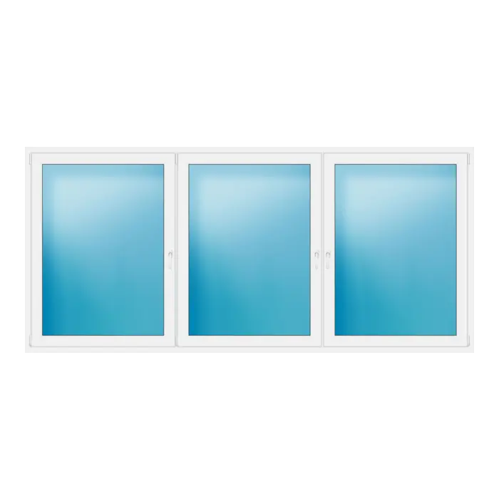 Dreiflügeliges Kunststofffenster 332x152 cm Weiß