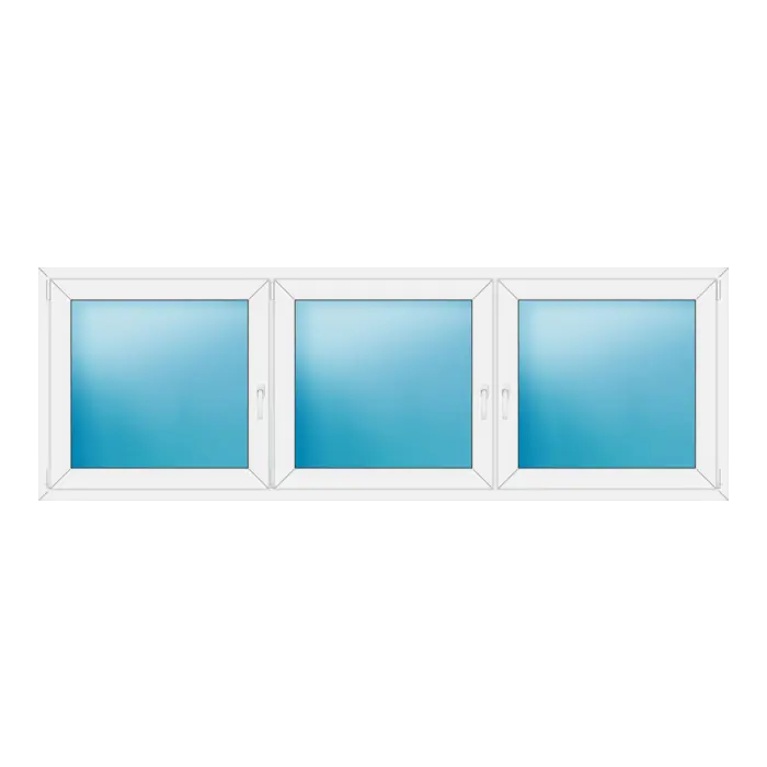 Dreiflügeliges Kunststofffenster 272x92 cm Weiß