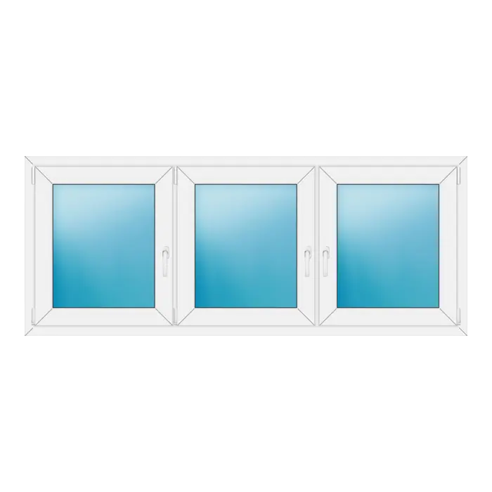 Dreiflügeliges Kunststofffenster 202x82 cm Weiß