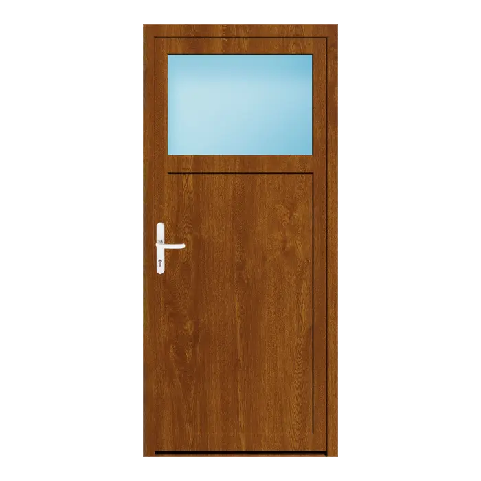 Nebeneingangstür 90x200 cm 1/3 Glas Golden Oak genarbt
