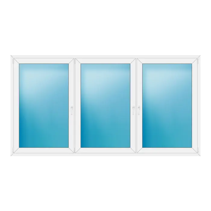 Dreiflügeliges Kunststofffenster 286x152 cm Weiß