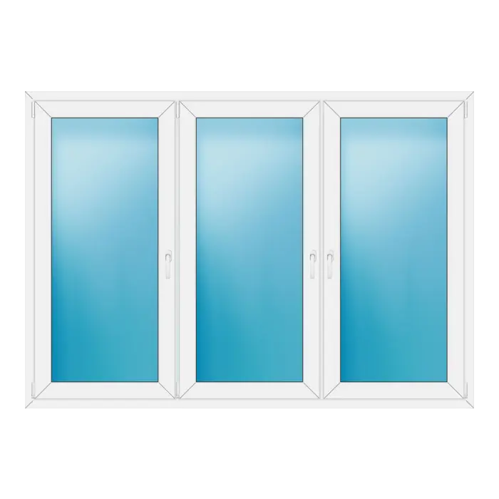Dreiflügeliges Kunststofffenster 218x154 cm Weiß