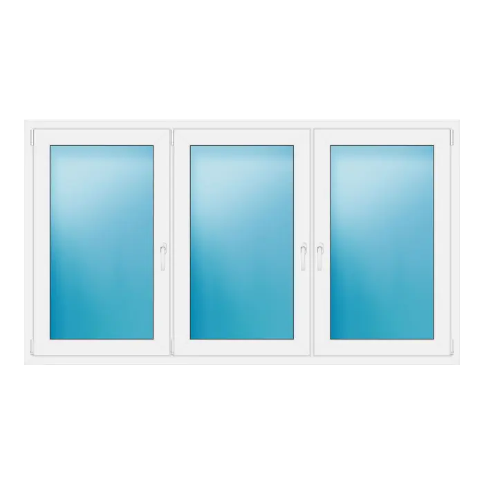 Dreiflügeliges Kunststofffenster 217x122,3 cm Weiß